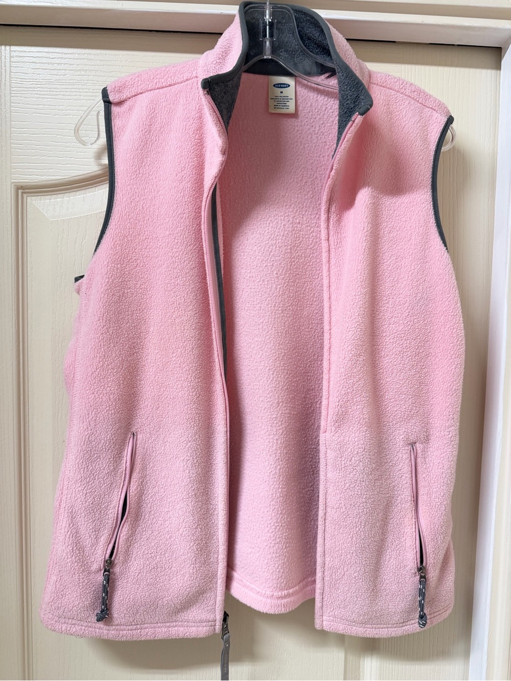 Old Navy Light Pink Fleece Vest with Gray Trim